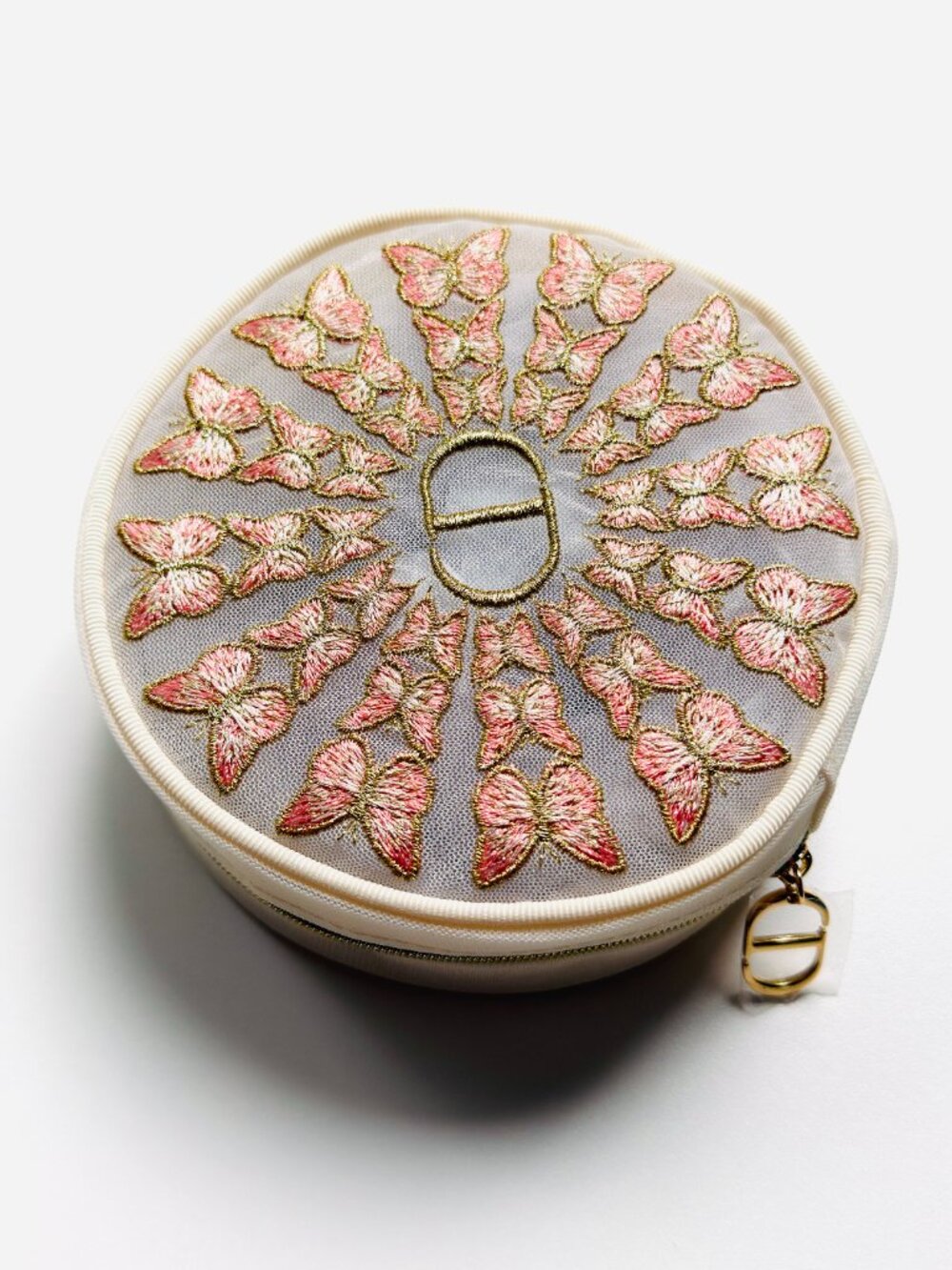 3978 DIOR ROUNDED MAKEUP COSMETIC POUCH WITH BUTTERFLIES